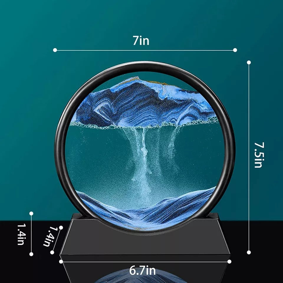 3D Hourglass Quicksand Moving Sand Art Picture Round Glass Deep Sea Sandscape