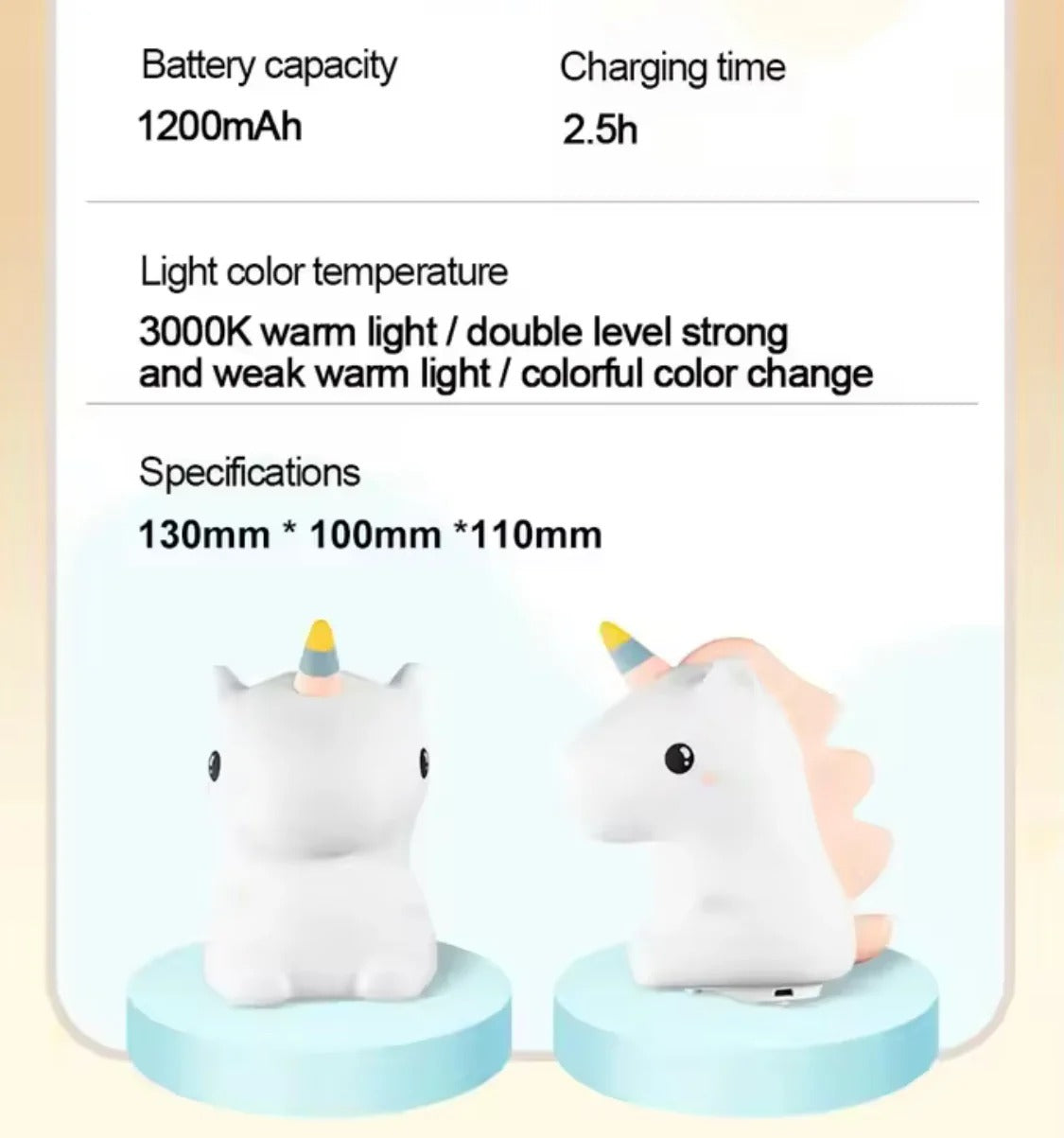 Unicorn Silicone Rechargeable LED Night Lamp