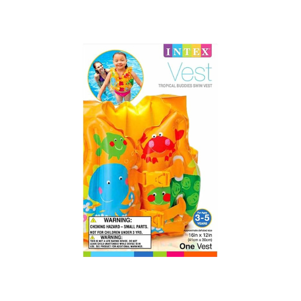 Intex 59661 Tropical Buddies Inflatable Swim Vest for Kids (Ages 3–5)