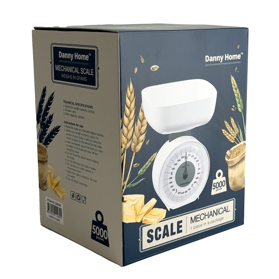 Danny Home Mechanical Kitchen Scale 5KG (Model SS060) – Analog Food Weighing Scale with 1200ml Bowl