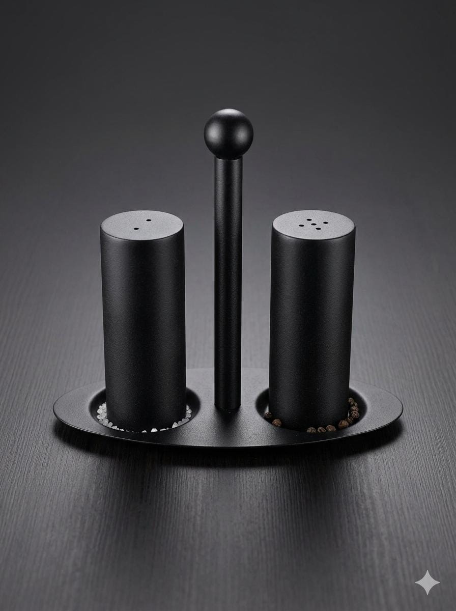 Matte Black Salt & Pepper Shaker Set with Stand