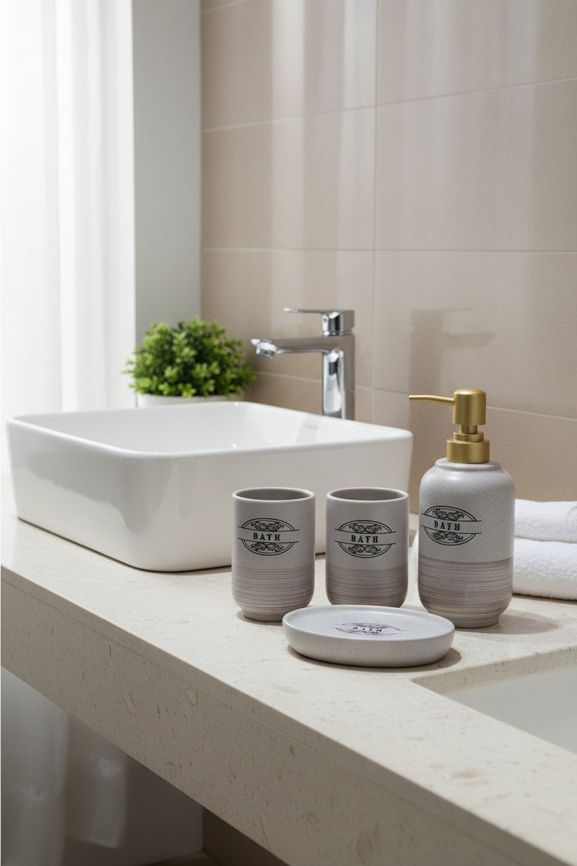 Elegant 4-Piece Ceramic Bathroom Accessory Set