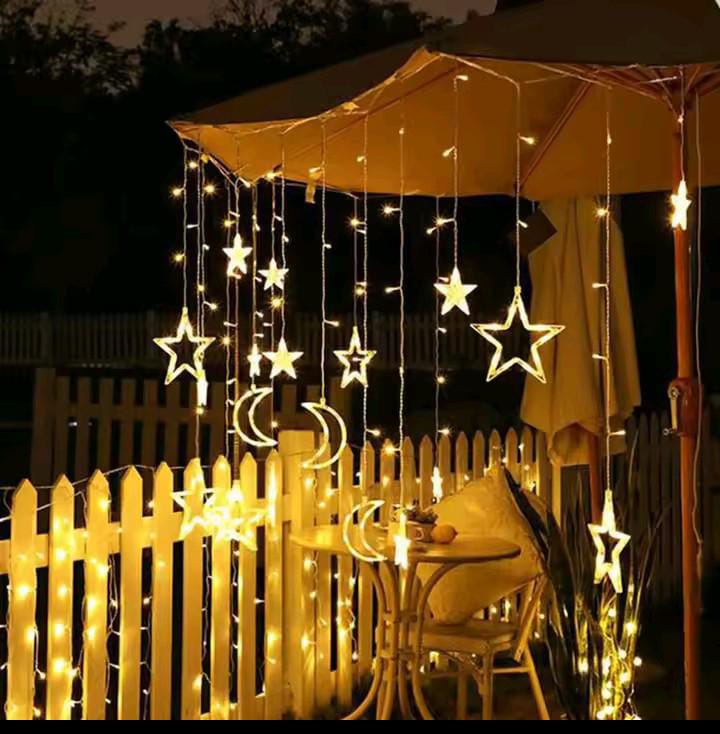 3.5m LED Moon & Star Curtain Fairy Lights