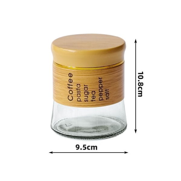 6-Piece Glass Spice & Condiment Jar Set with Wooden Rack