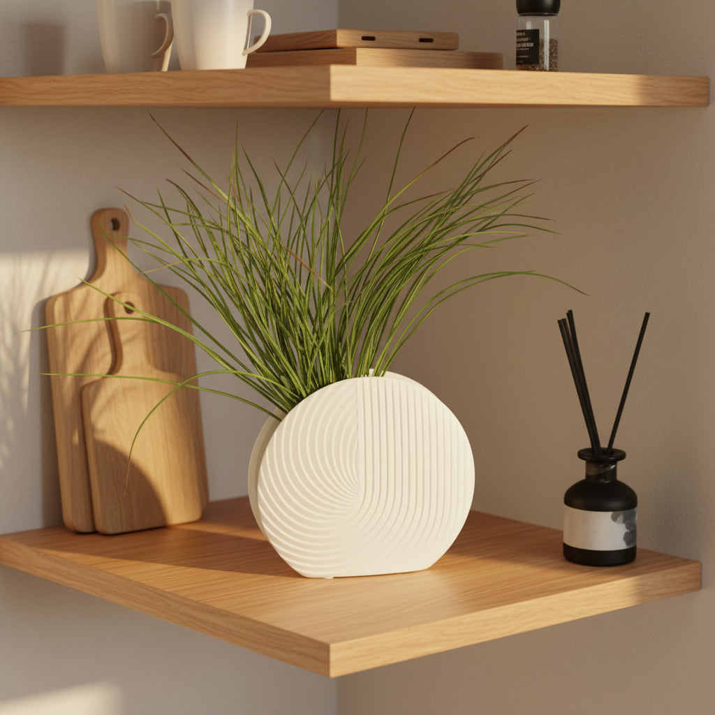 Premium Ceramic Spiral Wave Vase – Modern Accent Table Decor