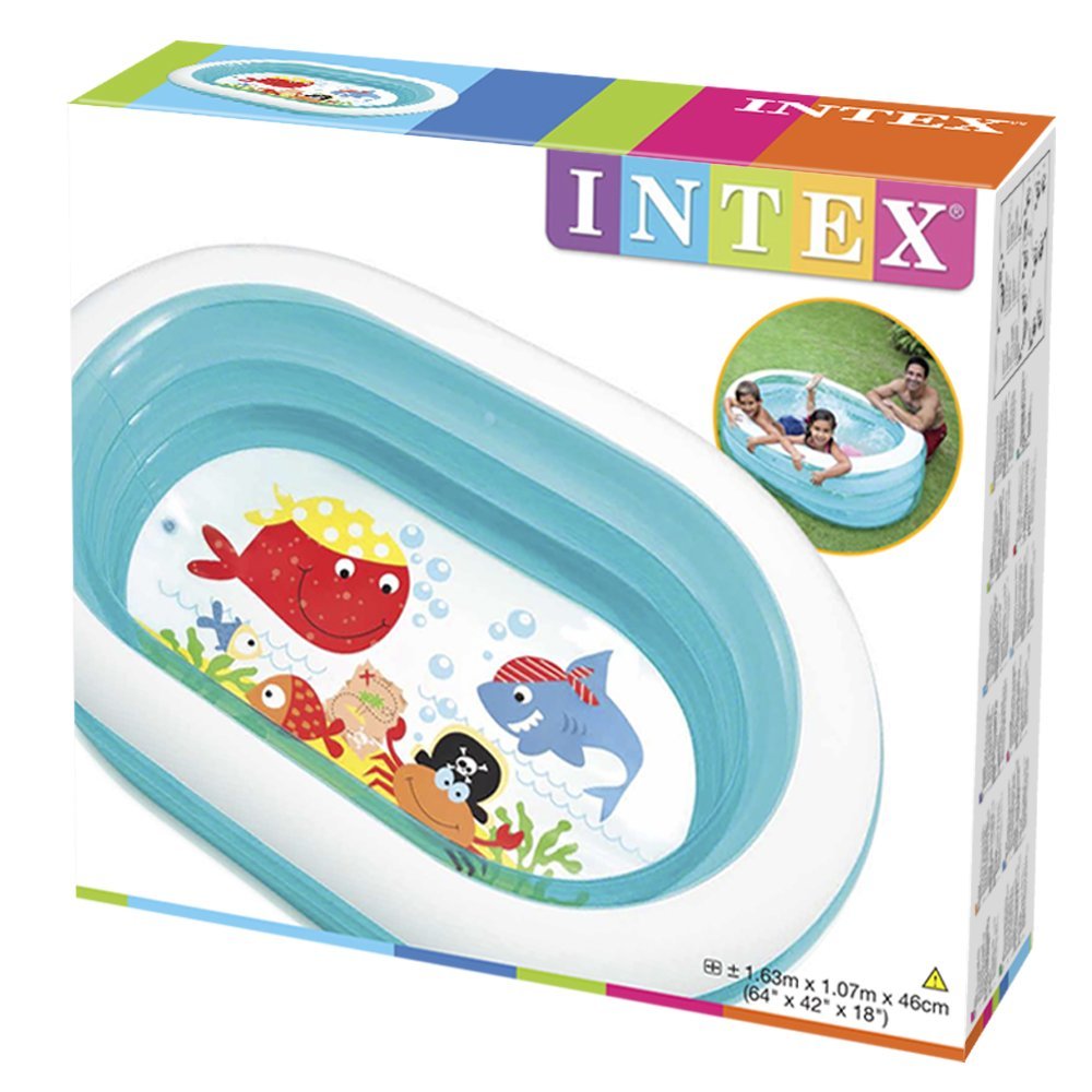 INTEX My Sea Friends Inflatable Oval Kids Pool (64" x 42" x 18") – Model 57482