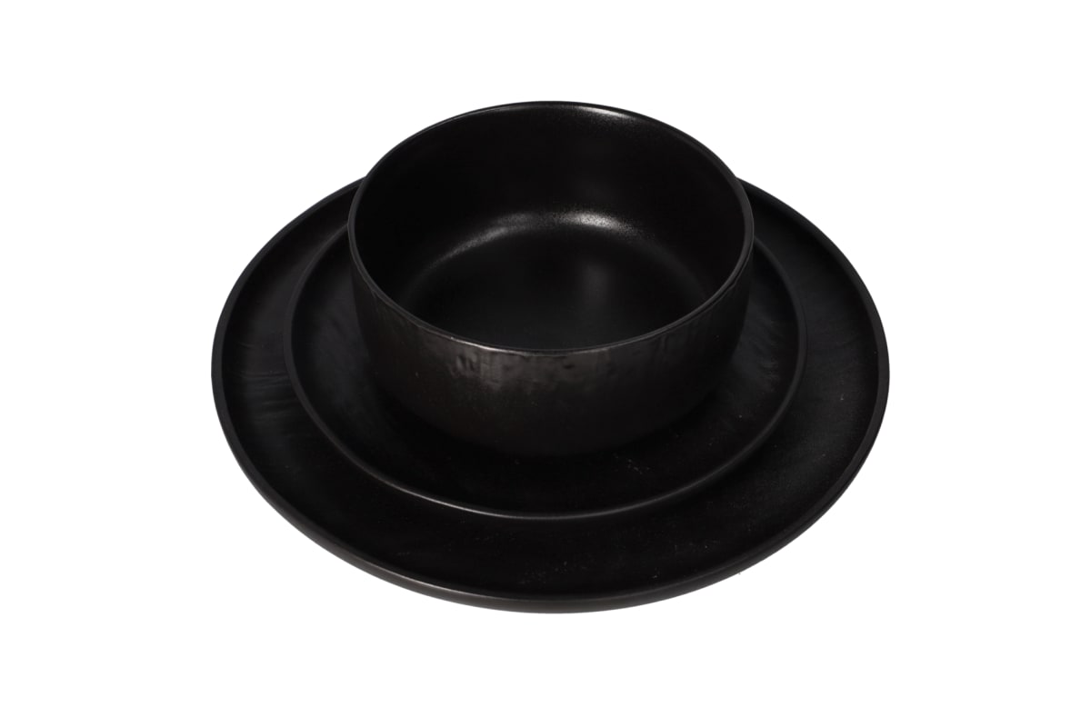 DannyHOME™ 6" Black Porcelain Bowl – 15 × 15 × 7 cm (CPK-004)