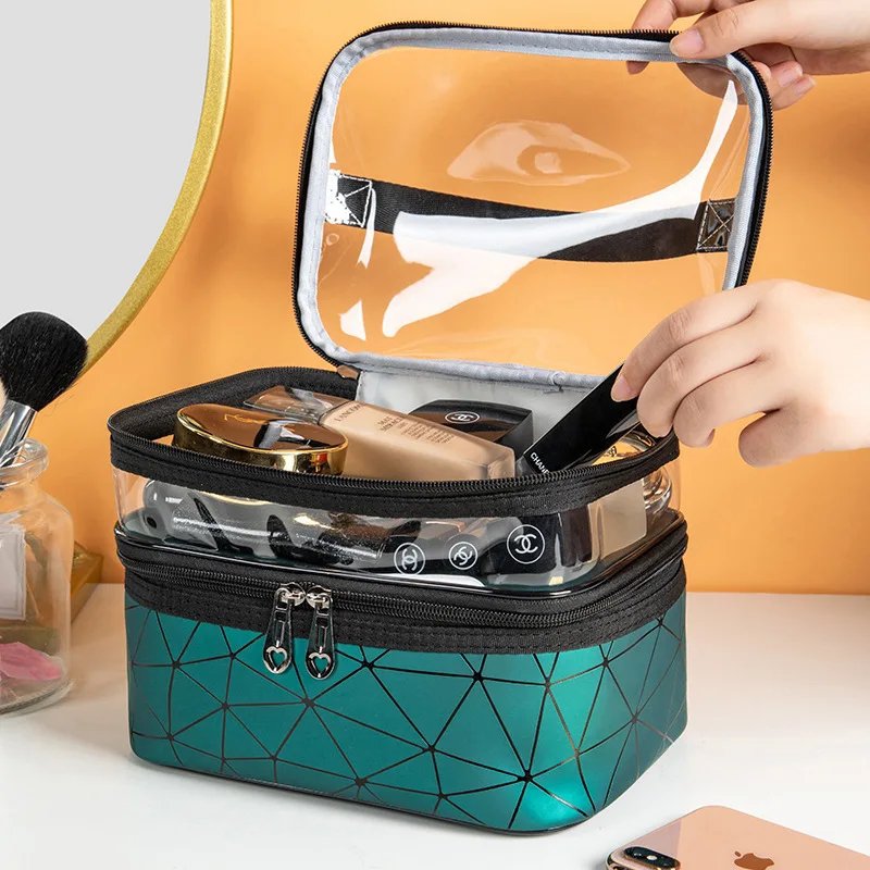 Double Layer Travel Makeup Cosmetic Bag - Spider Texture - My Store