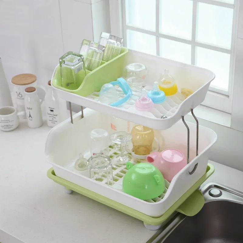2 Tier Drainer Dish Rack - Plastic - My Store