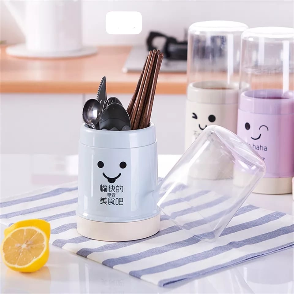 Plastic Cutlery Holder With Cover - My Store