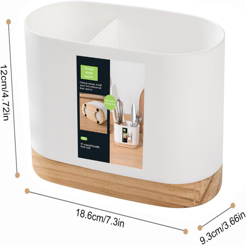 Kitchen Cutlery Drainer with Wooden Base - My Store