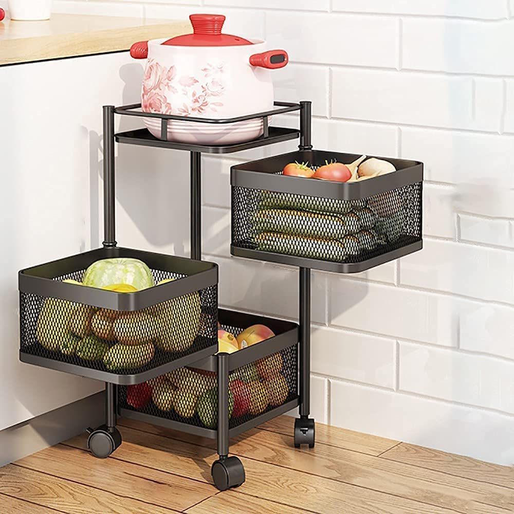 Rotating Kitchen Storage Trolley - Square