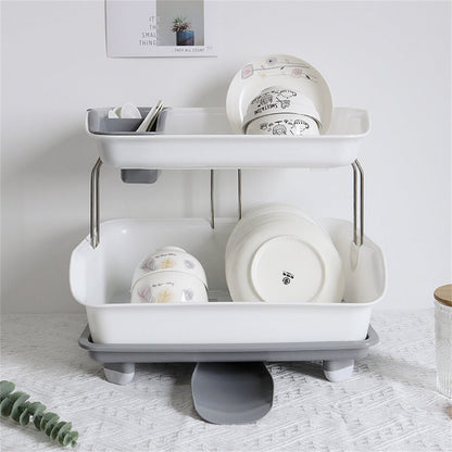 2 Tier Drainer Dish Rack - Plastic - My Store
