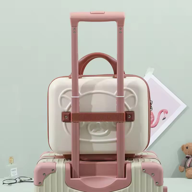 Teddy Bear Design Mini Travel Suitcase with Lock – Cute, Compact & Functional