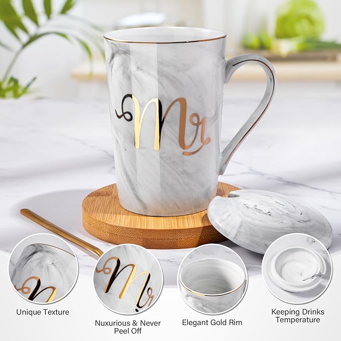 2pcs Ceramic Marble Coffee Mug Set - Fancy Box Packing - My Store