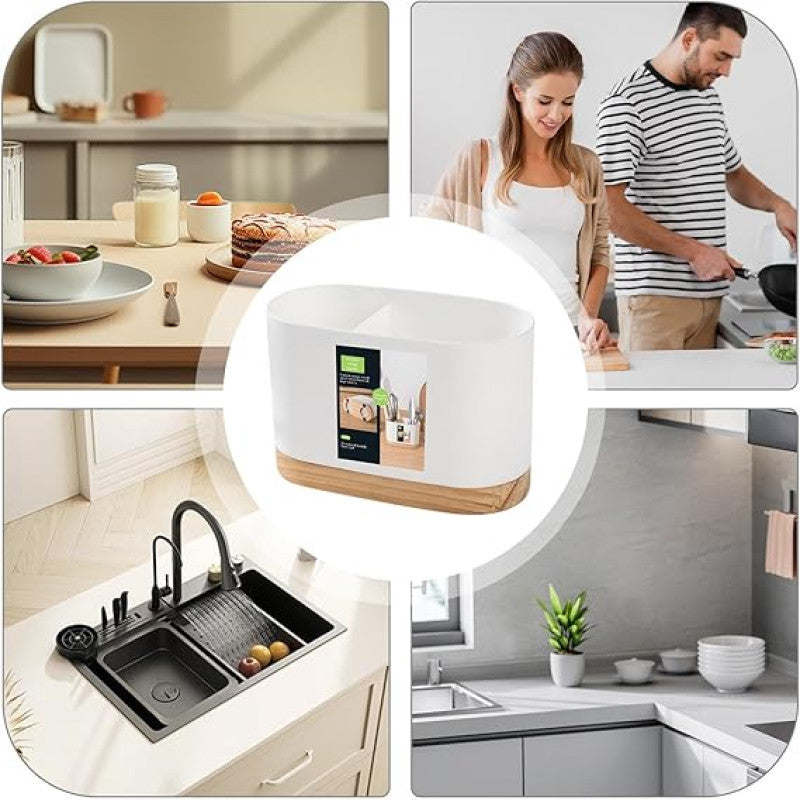 Kitchen Cutlery Drainer with Wooden Base - My Store