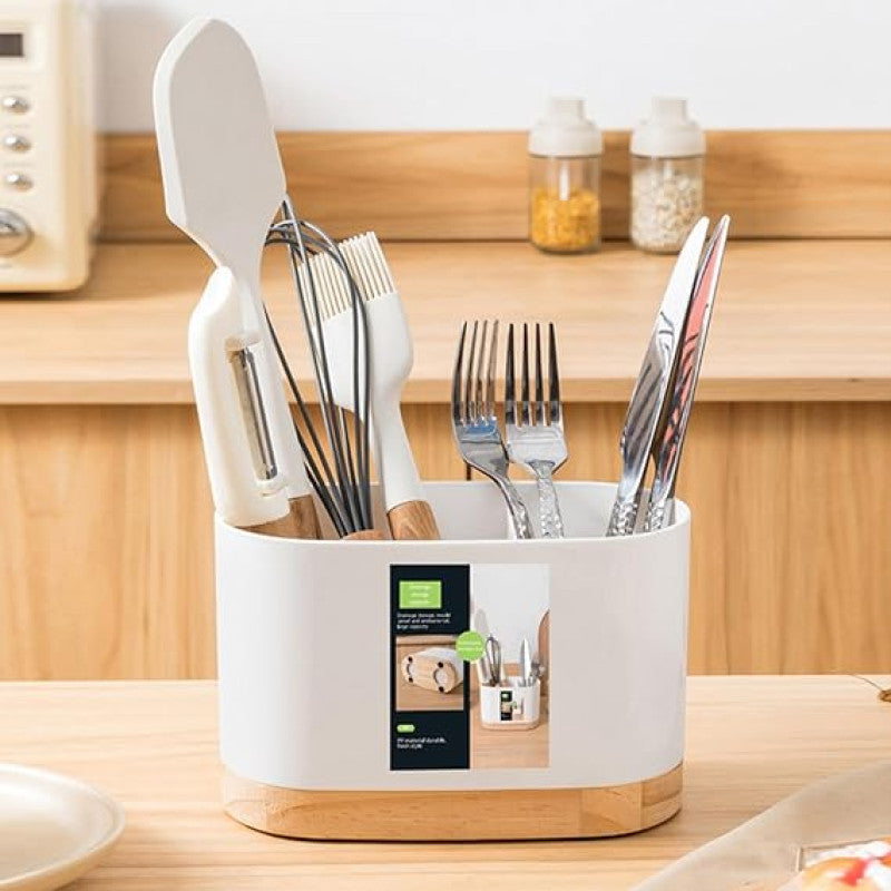 Kitchen Cutlery Drainer with Wooden Base - My Store