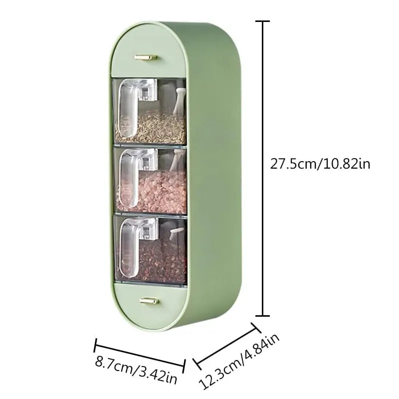 Wall-Mounted 3-Compartment Seasoning Spice Rack - My Store