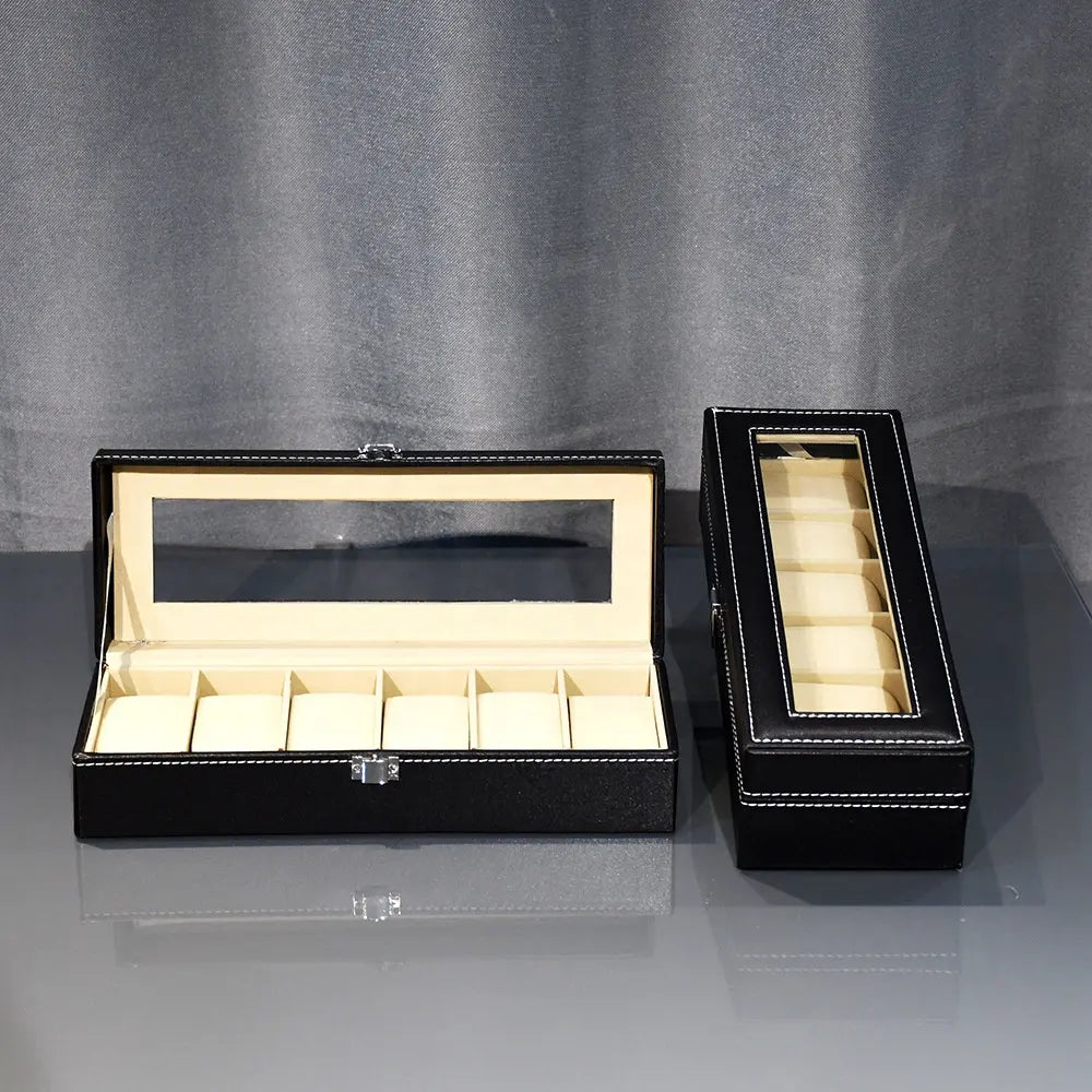 6 Slot PU Leather Watch Box - My Store