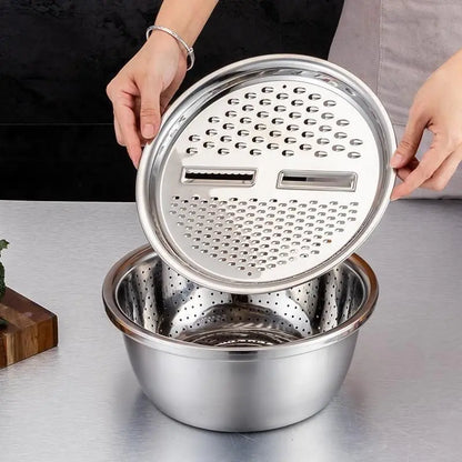Stainless Steel Kitchen Set Colander Slicer Grater - 3pcs Set - My Store