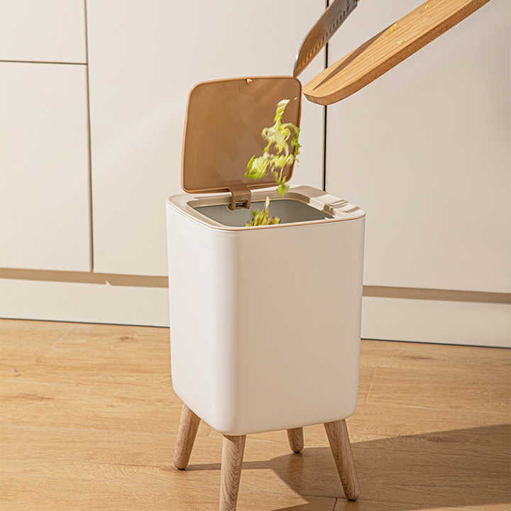 Wooden High Foot Dustbin - Square Shape - My Store