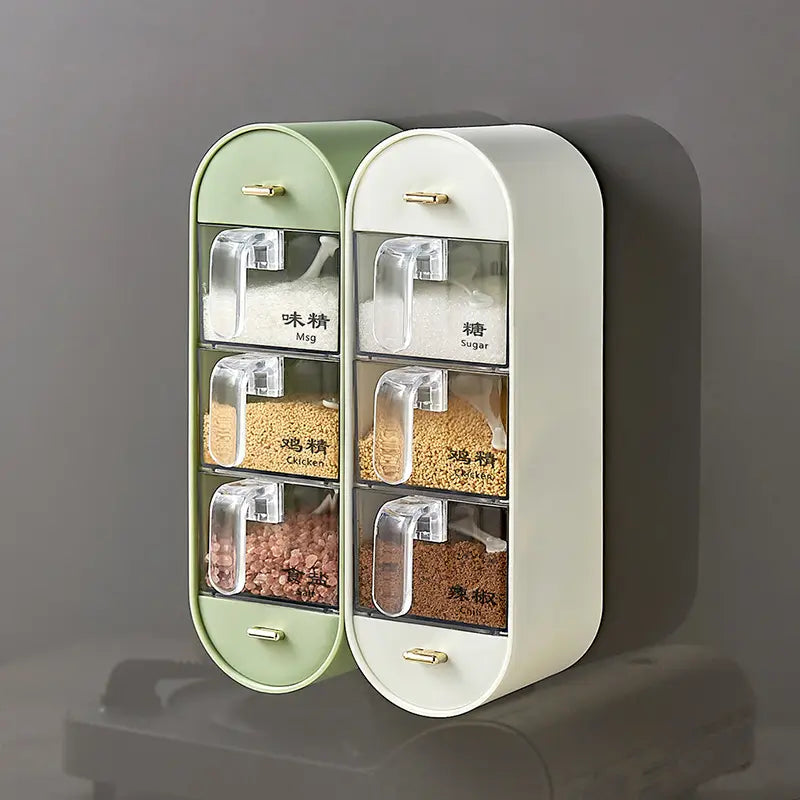 Wall-Mounted 3-Compartment Seasoning Spice Rack - My Store
