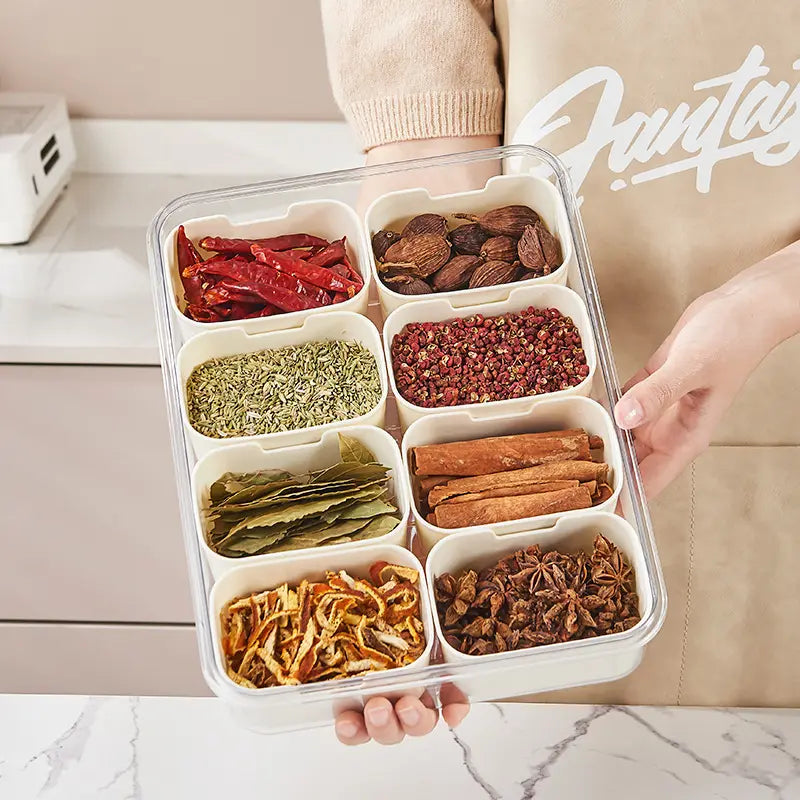 8 Grid Seasoning Storage Box With Lid - My Store