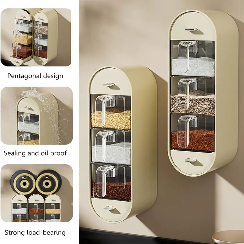 Wall-Mounted 3-Compartment Seasoning Spice Rack - My Store