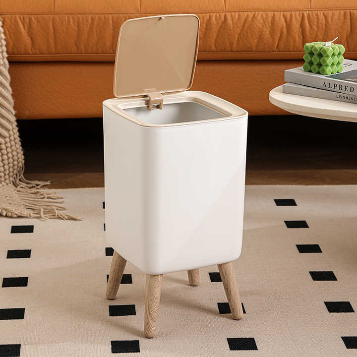 Wooden High Foot Dustbin - Square Shape - My Store