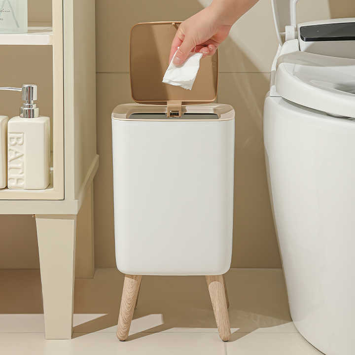 Wooden High Foot Dustbin - Square Shape - My Store