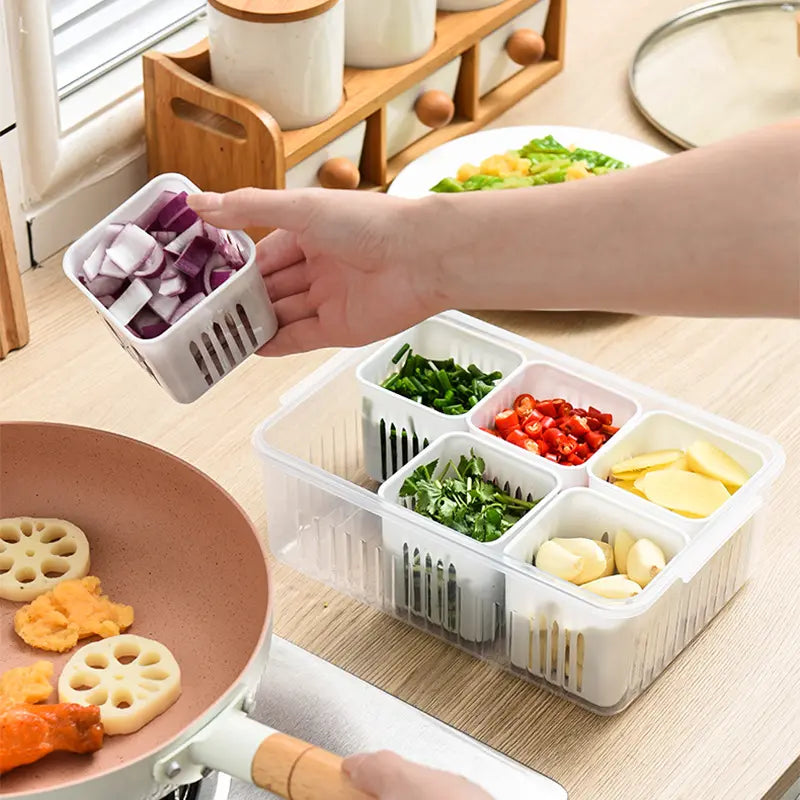 Refrigerator Food Storage Box - 6 Partition - My Store