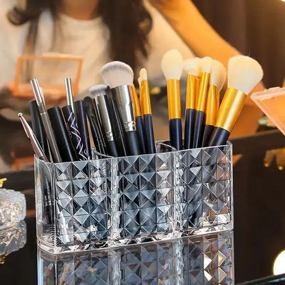 Diamond Cut 3-Grid Makeup Brush Holder - My Store