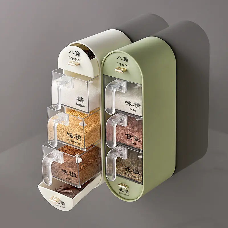Wall-Mounted 3-Compartment Seasoning Spice Rack - My Store