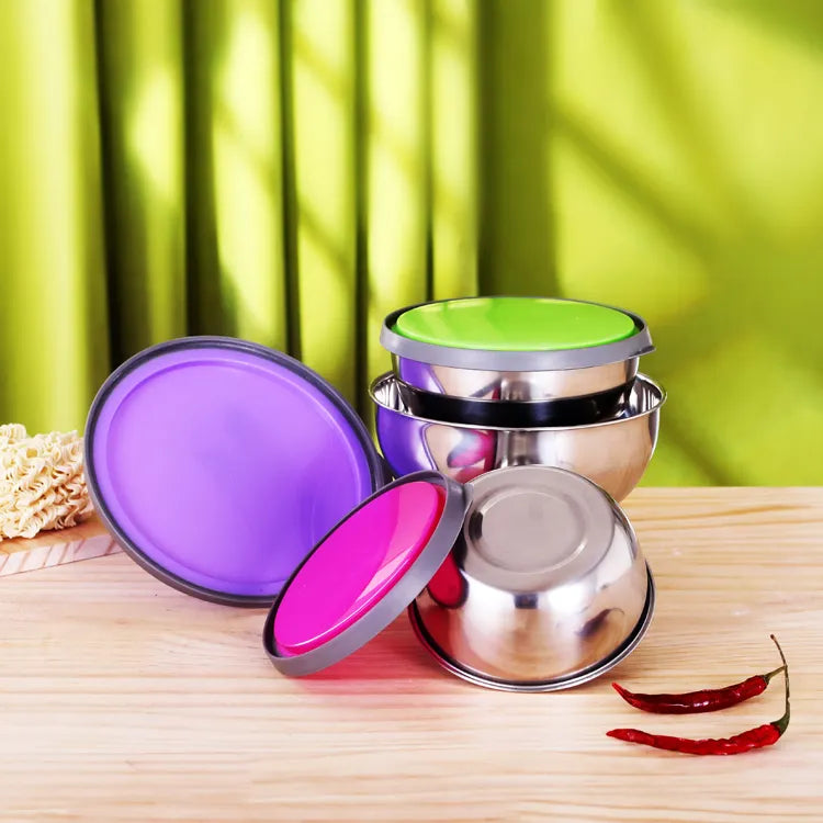 Stainless Steel Colorful 3pcs Bowl Set - My Store