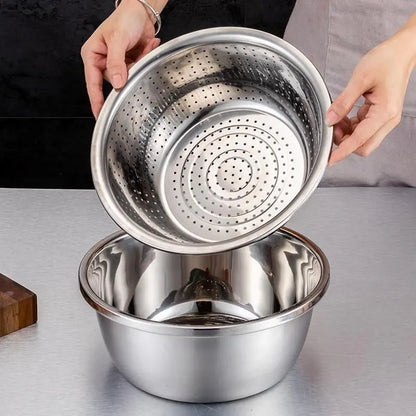 Stainless Steel Kitchen Set Colander Slicer Grater - 3pcs Set - My Store