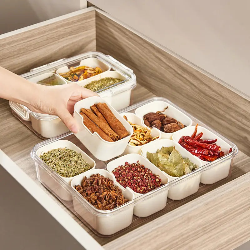 8 Grid Seasoning Storage Box With Lid - My Store