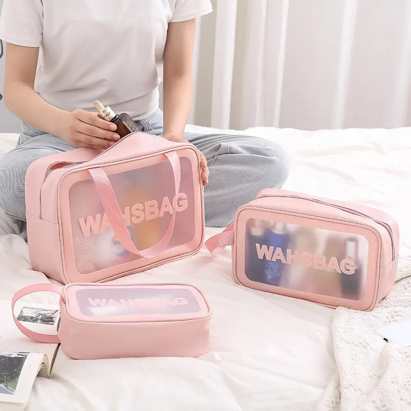 3 pcs set PU Leather Travel Cosmetics Washbag - My Store