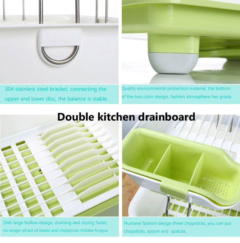 2 Tier Drainer Dish Rack - Plastic - My Store
