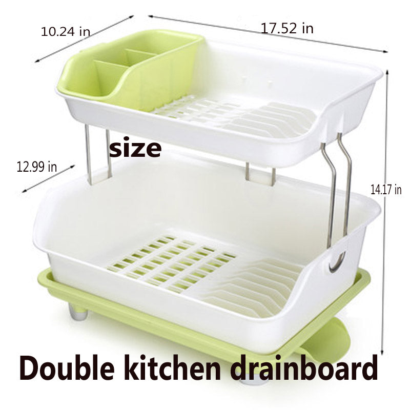 2 Tier Drainer Dish Rack - Plastic - My Store