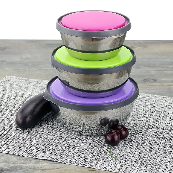 Stainless Steel Colorful 3pcs Bowl Set - My Store