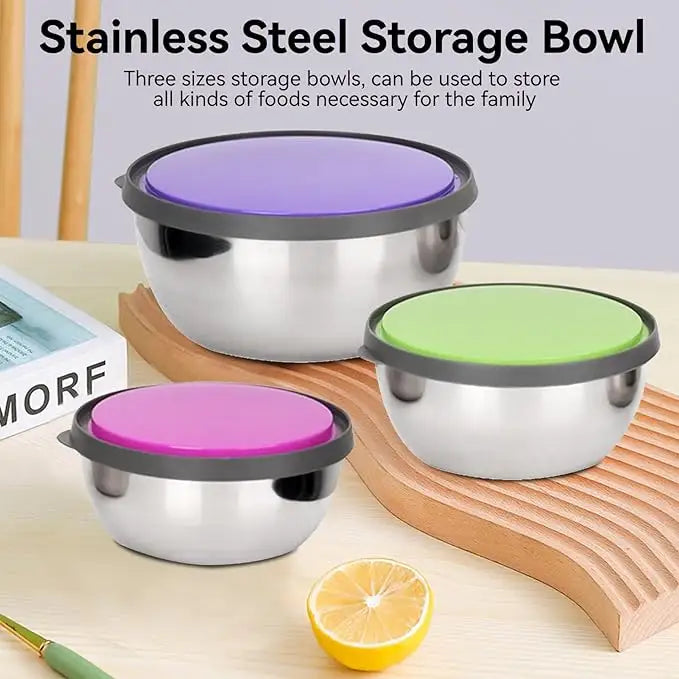 Stainless Steel Colorful 3pcs Bowl Set - My Store