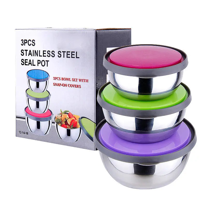 Stainless Steel Colorful 3pcs Bowl Set - My Store