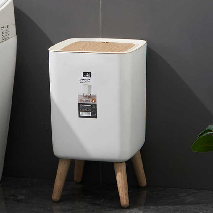 Wooden High Foot Dustbin - Square Shape - My Store