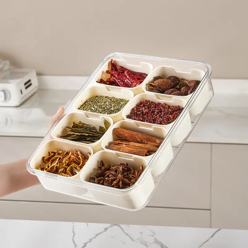 8 Grid Seasoning Storage Box With Lid - My Store