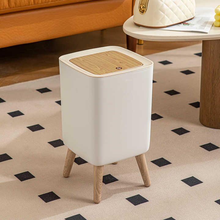 Wooden High Foot Dustbin - Square Shape - My Store