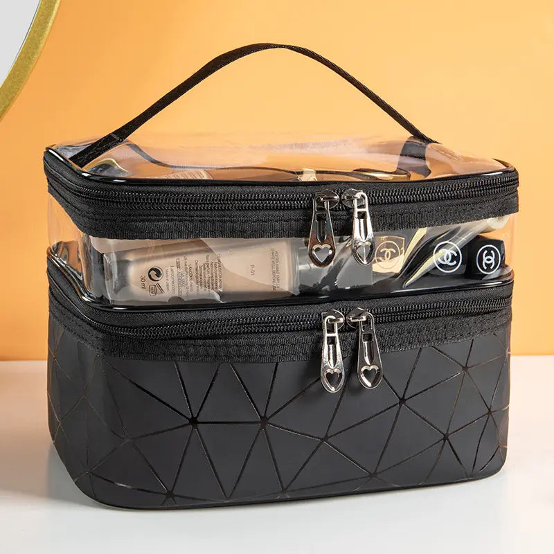 Double Layer Travel Makeup Cosmetic Bag - Spider Texture - My Store