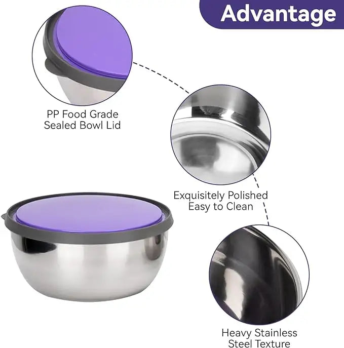 Stainless Steel Colorful 3pcs Bowl Set - My Store