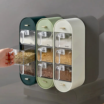 Wall-Mounted 3-Compartment Seasoning Spice Rack - My Store