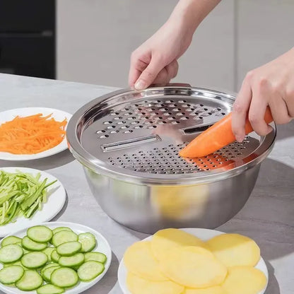 Stainless Steel Kitchen Set Colander Slicer Grater - 3pcs Set - My Store