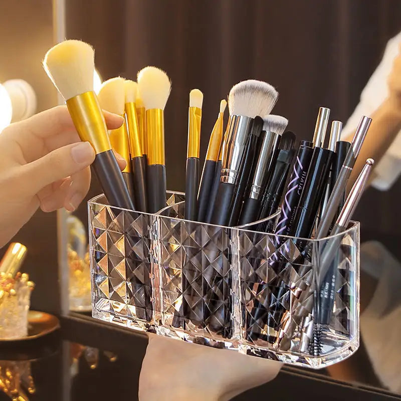 Diamond Cut 3-Grid Makeup Brush Holder - My Store
